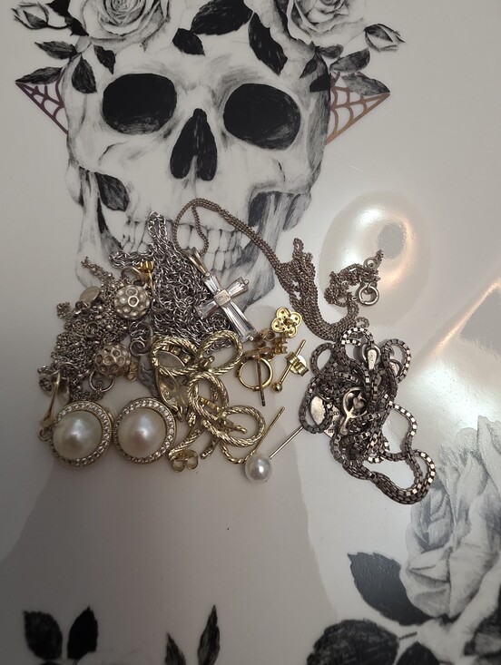 Jewelry - 925 Sterling Silver Lot Scrap Wear Bundle Estate 1 Gold 585 14kt Earring Back